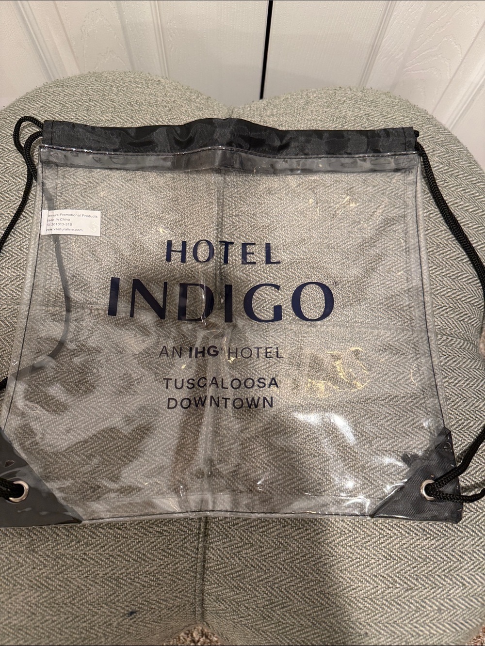 Hotel Indigo Clear Drawstring Tote Bag - Black Trim
